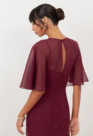 Embellished Angel Sleeve Maxi Dress