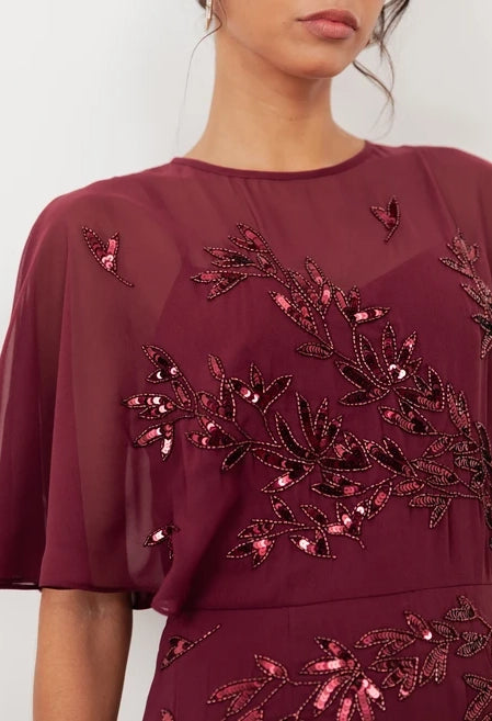 Embellished Angel Sleeve Maxi Dress