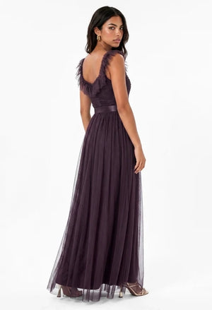Ruffle Detail Maxi Tulle Dress