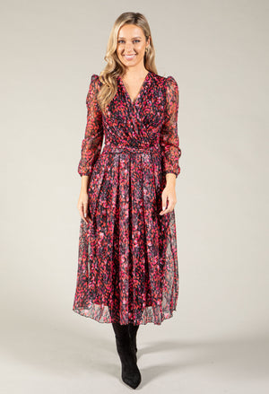Abstract Print Wrap Dress