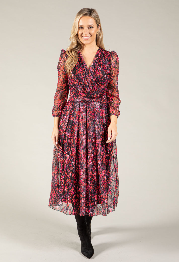 Abstract Print Wrap Dress