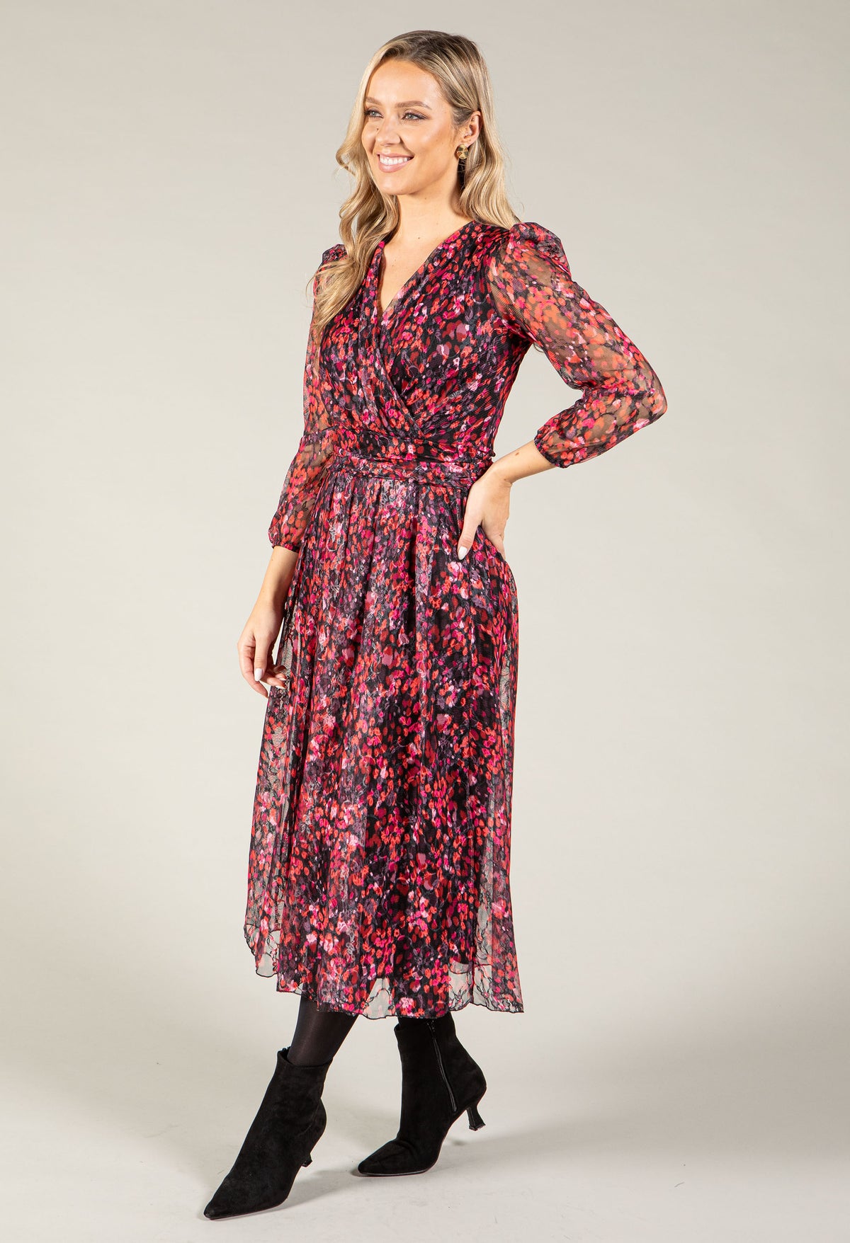 Abstract Print Wrap Dress