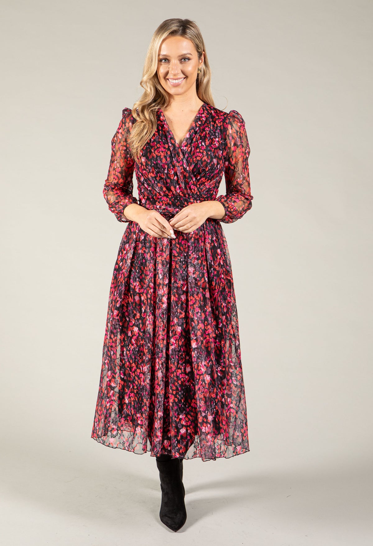 Abstract Print Wrap Dress