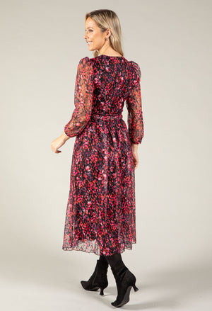 Abstract Print Wrap Dress