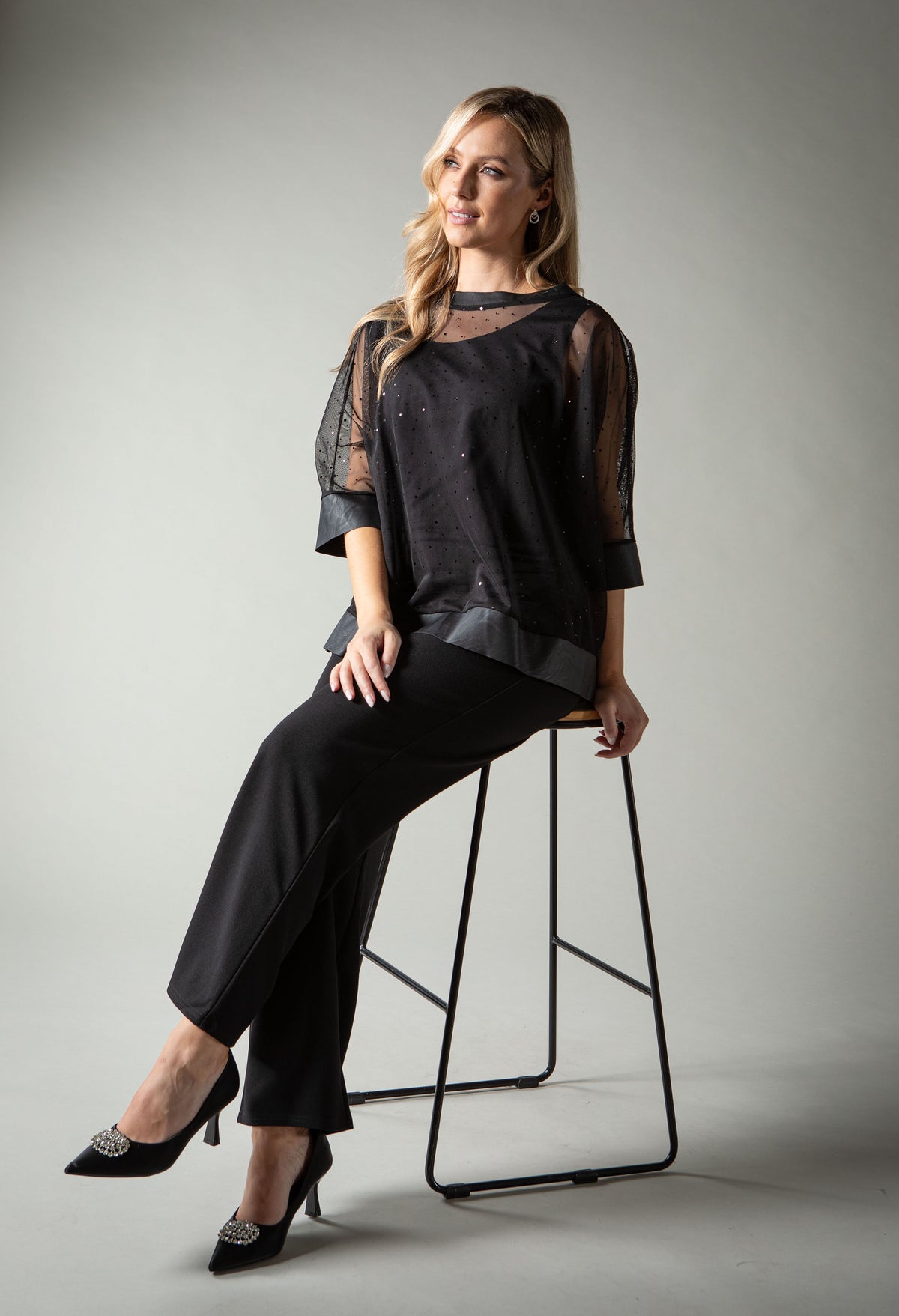 Sparkle Mesh Blouse – Pamela Scott