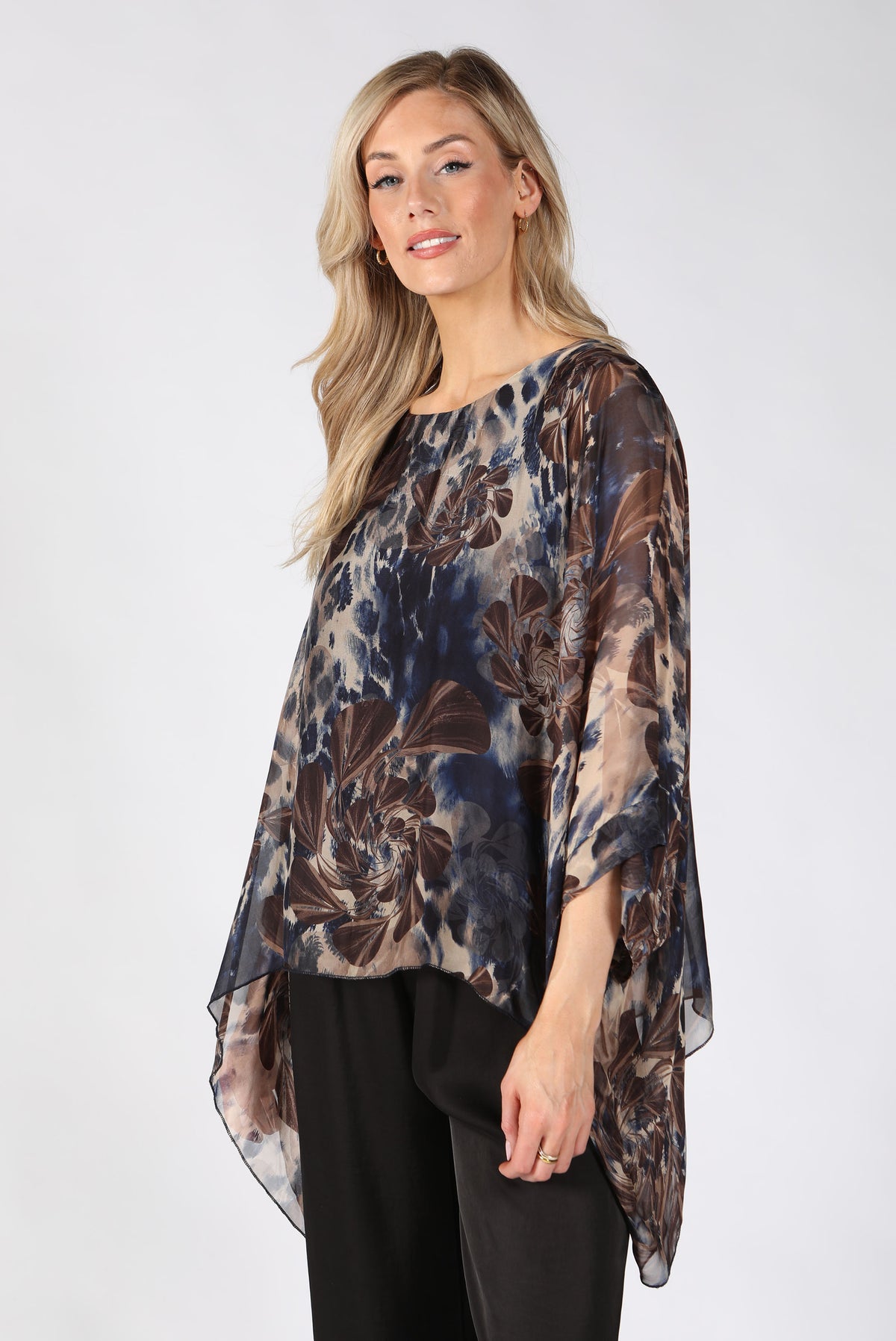 Abstract Print Flowy Blouse