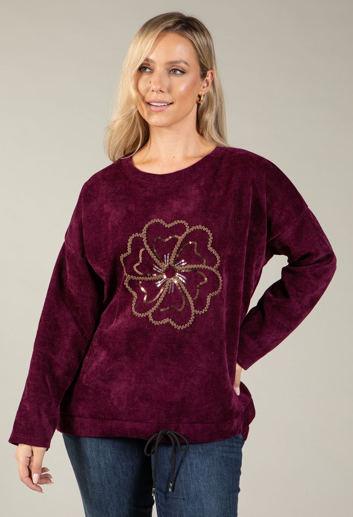 Embroidered Flower Sweatshirt