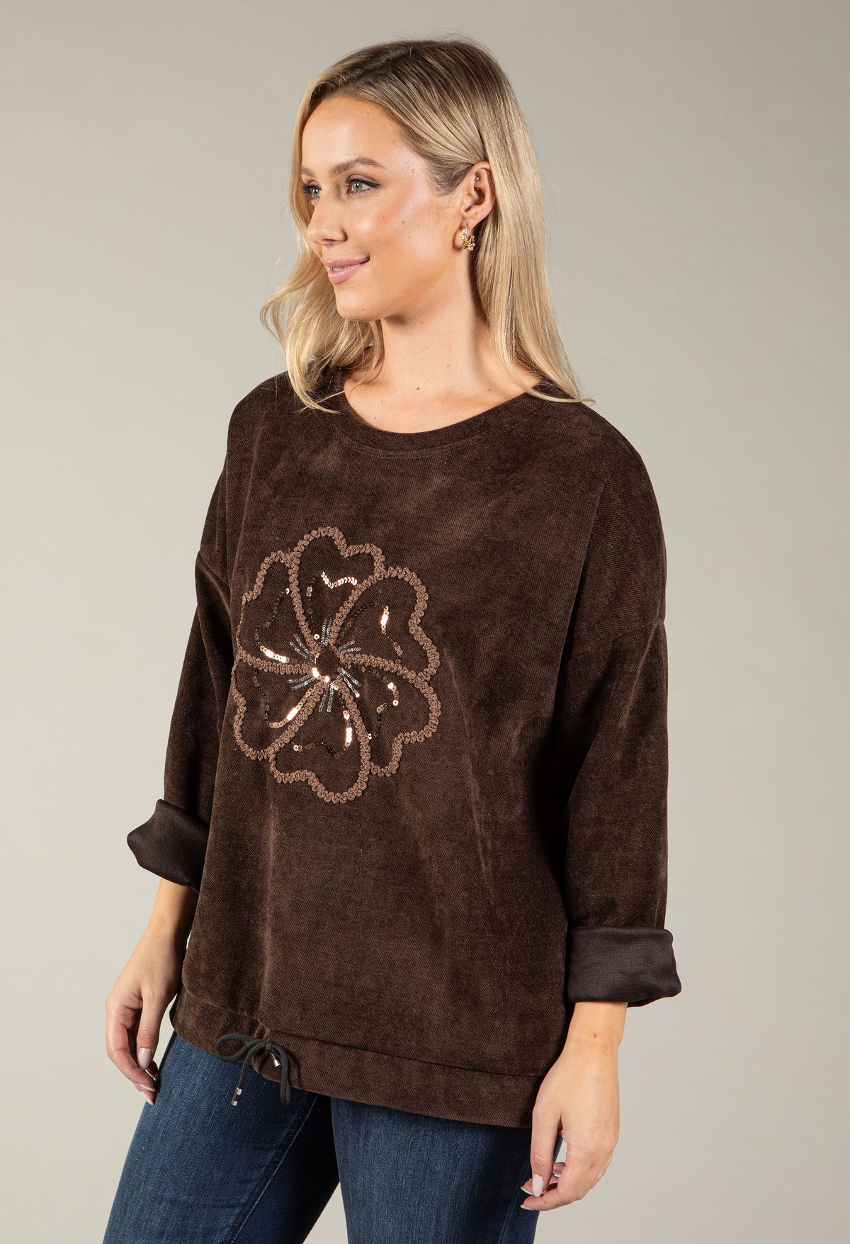 Embroidered Flower Sweatshirt