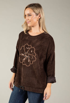 Embroidered Flower Sweatshirt