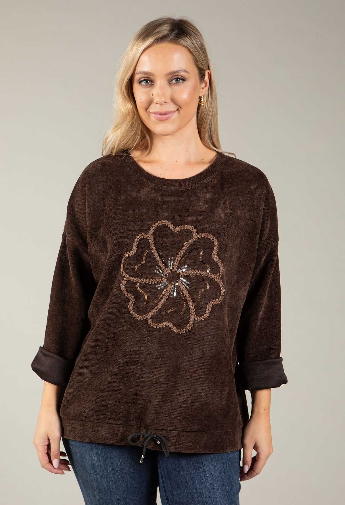 Embroidered Flower Sweatshirt