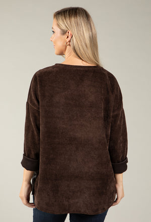 Pam Faux Leather Pocket Sweatshirt