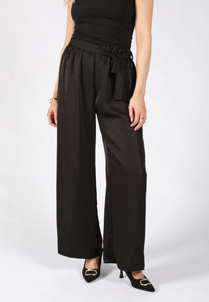 Satin Look Trousers with Tie Belt