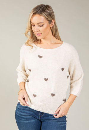 Merlot Love Heart Knit Jumper