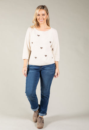 Merlot Love Heart Knit Jumper
