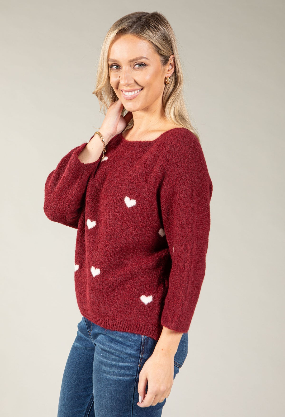 Merlot Love Heart Knit Jumper