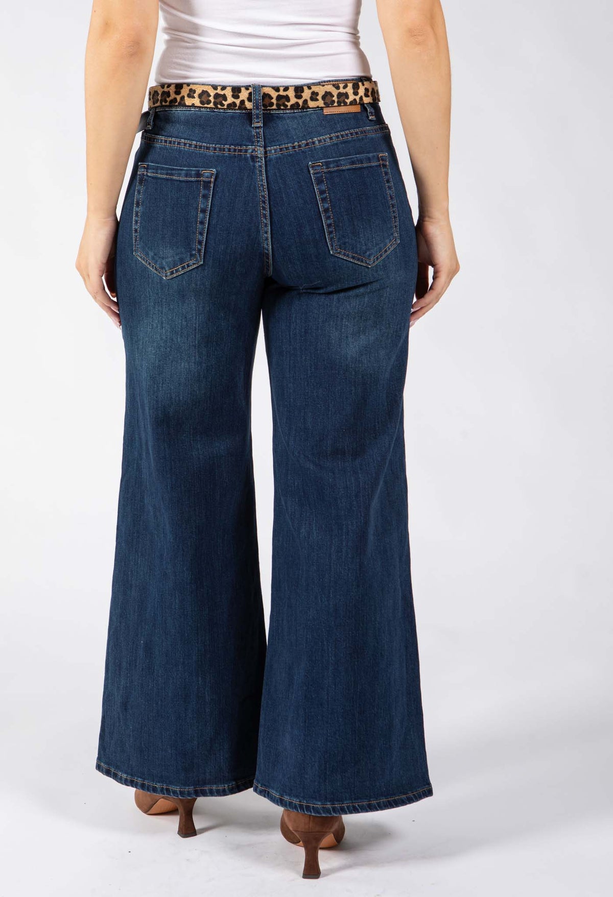 Leopard Belt Wide Jeans