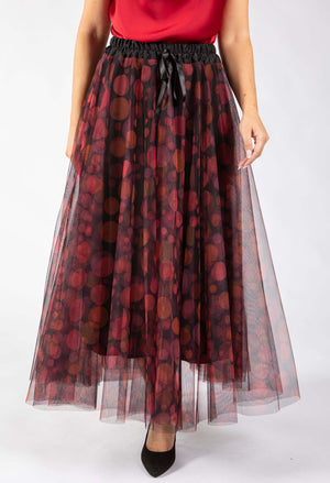 Polka Dot Print Tulle Skirt