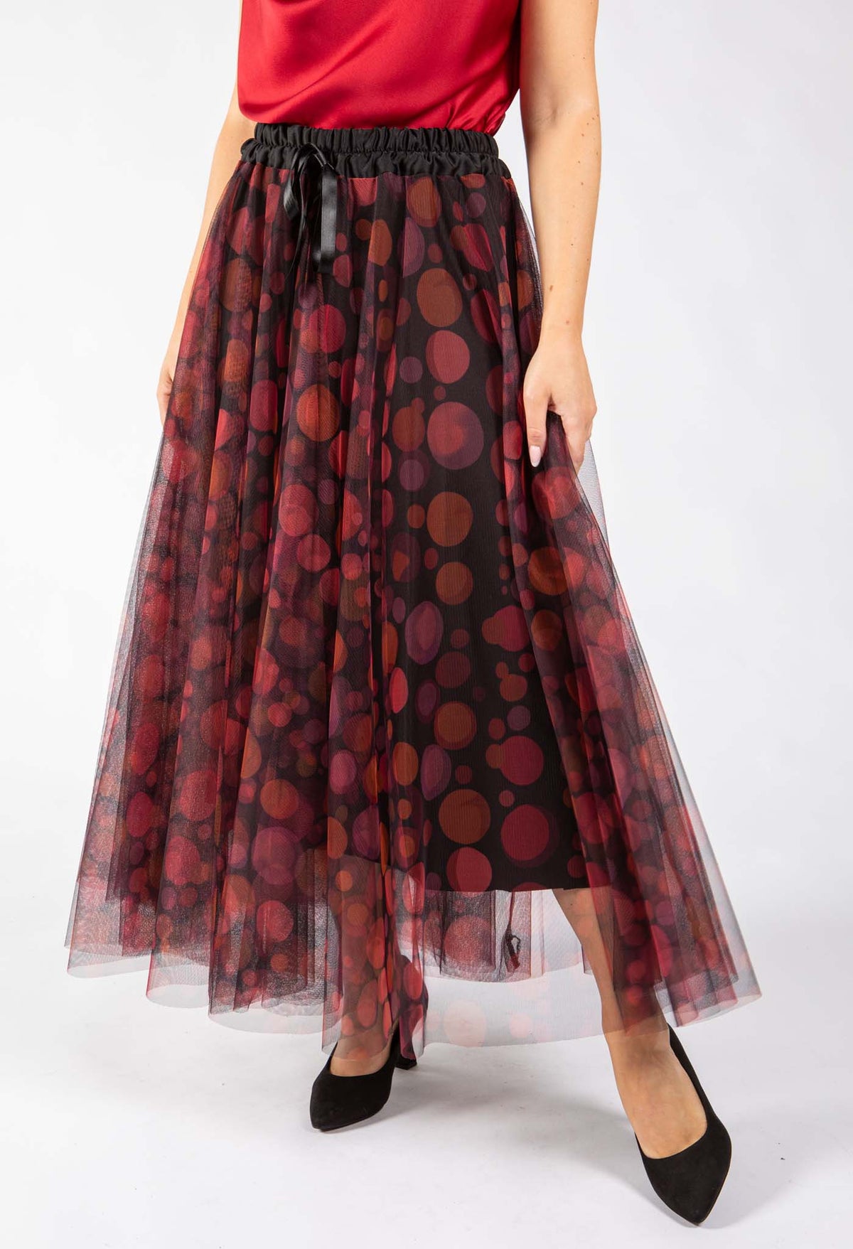 Polka Dot Print Tulle Skirt