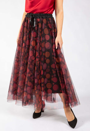 Polka Dot Print Tulle Skirt