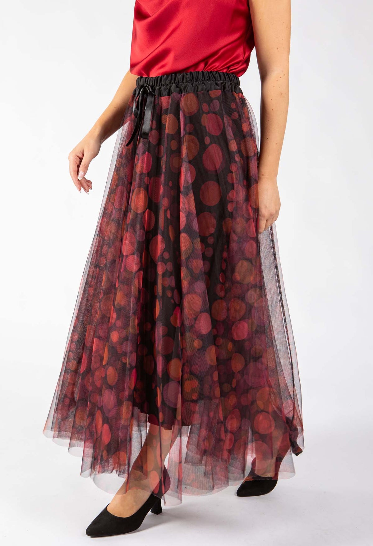 Polka Dot Print Tulle Skirt