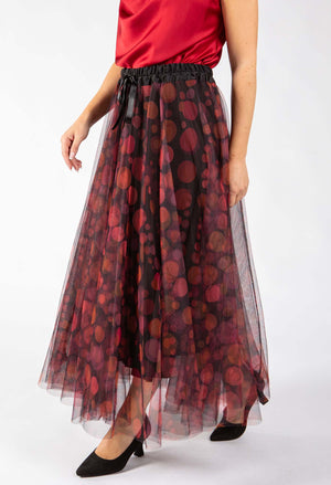 Polka Dot Print Tulle Skirt