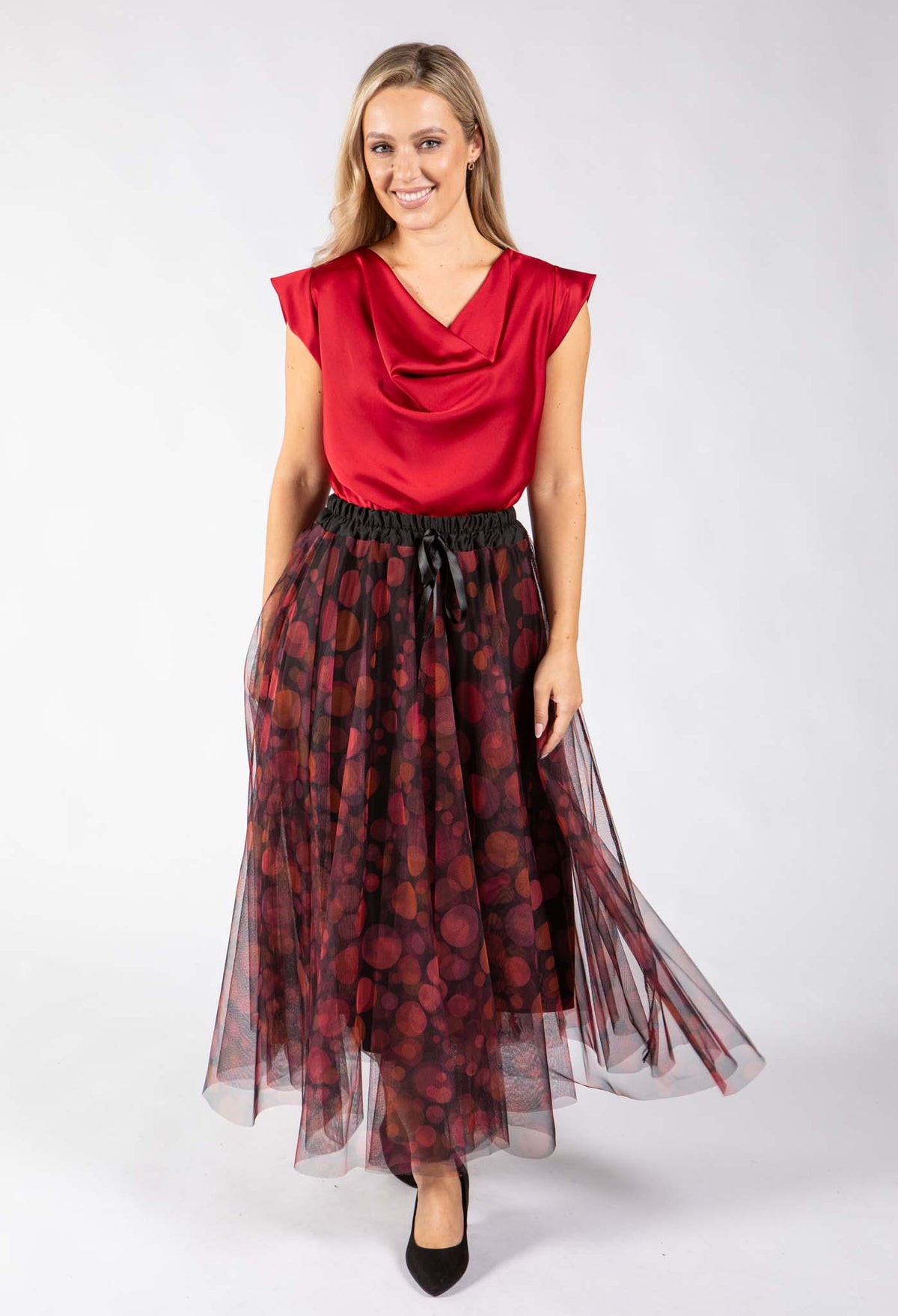 Polka Dot Print Tulle Skirt