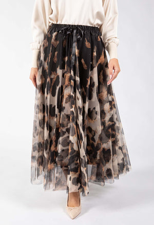 Animal Print Tulle Skirt