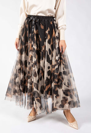 Animal Print Tulle Skirt