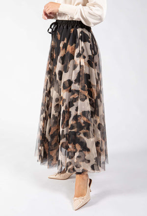 Animal Print Tulle Skirt