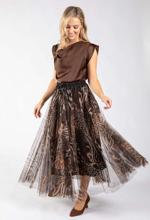 Animal Print Tulle Skirt