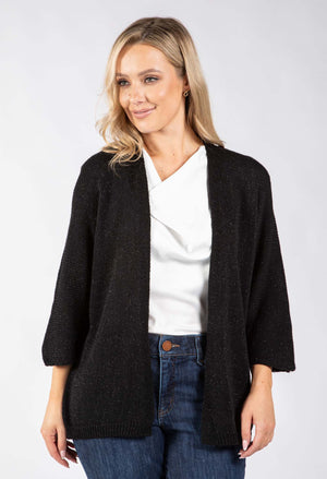 Open Front Lurex Knit Cardigan