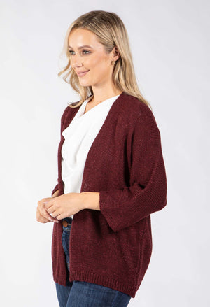 Open Front Lurex Knit Cardigan