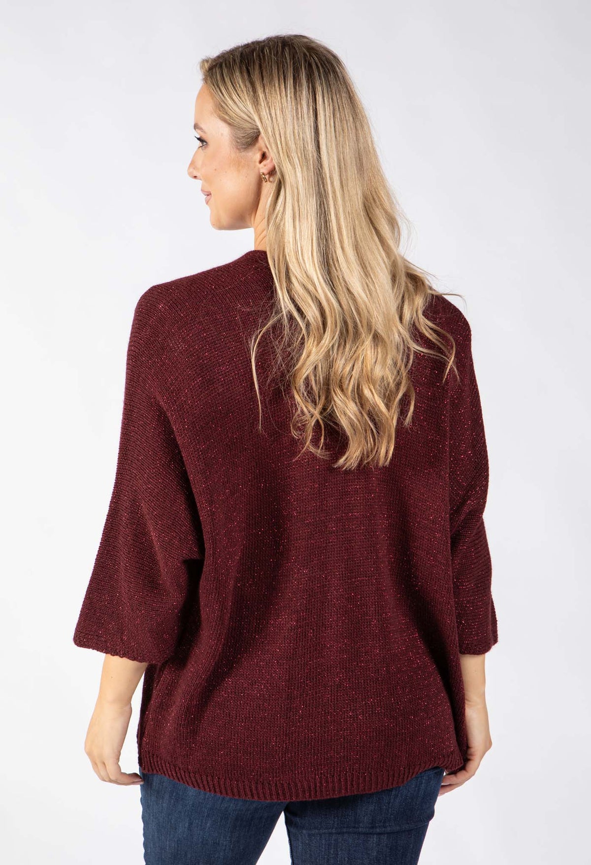 Open Front Lurex Knit Cardigan