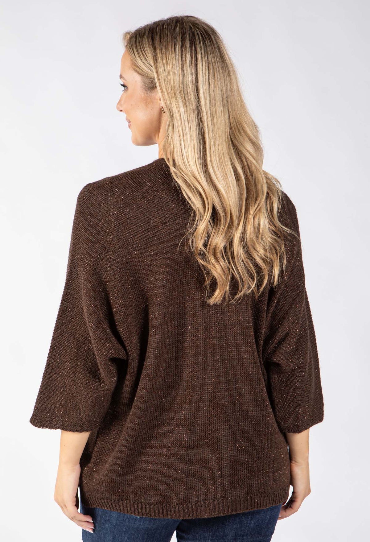 Open Front Lurex Knit Cardigan