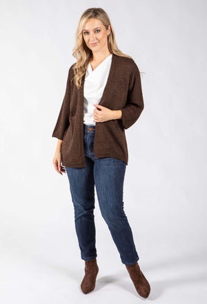 Open Front Lurex Knit Cardigan