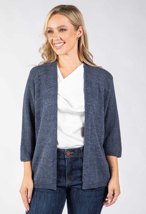 Open Front Lurex Knit Cardigan