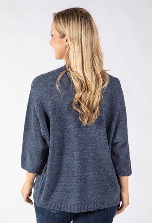 Open Front Lurex Knit Cardigan