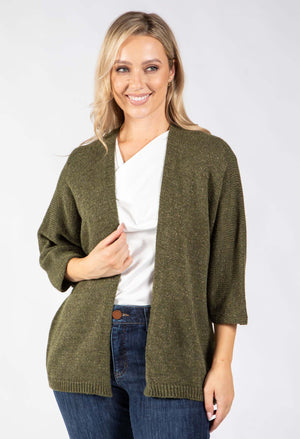 Open Front Lurex Knit Cardigan