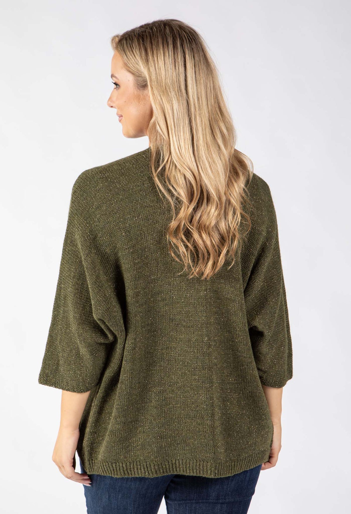 Open Front Lurex Knit Cardigan