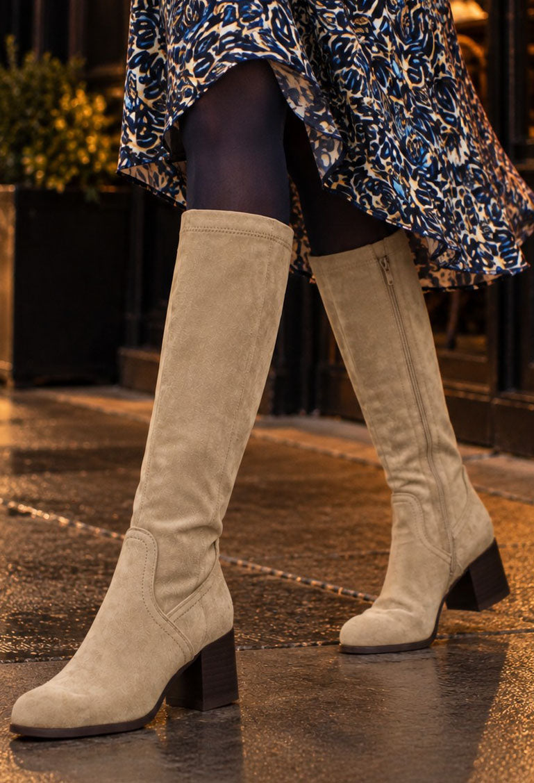 beige knee high boots