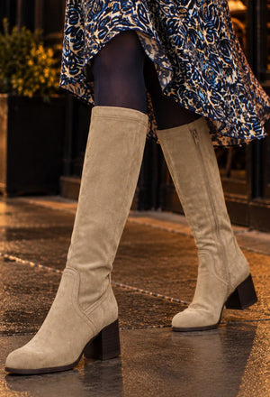 beige knee high boots