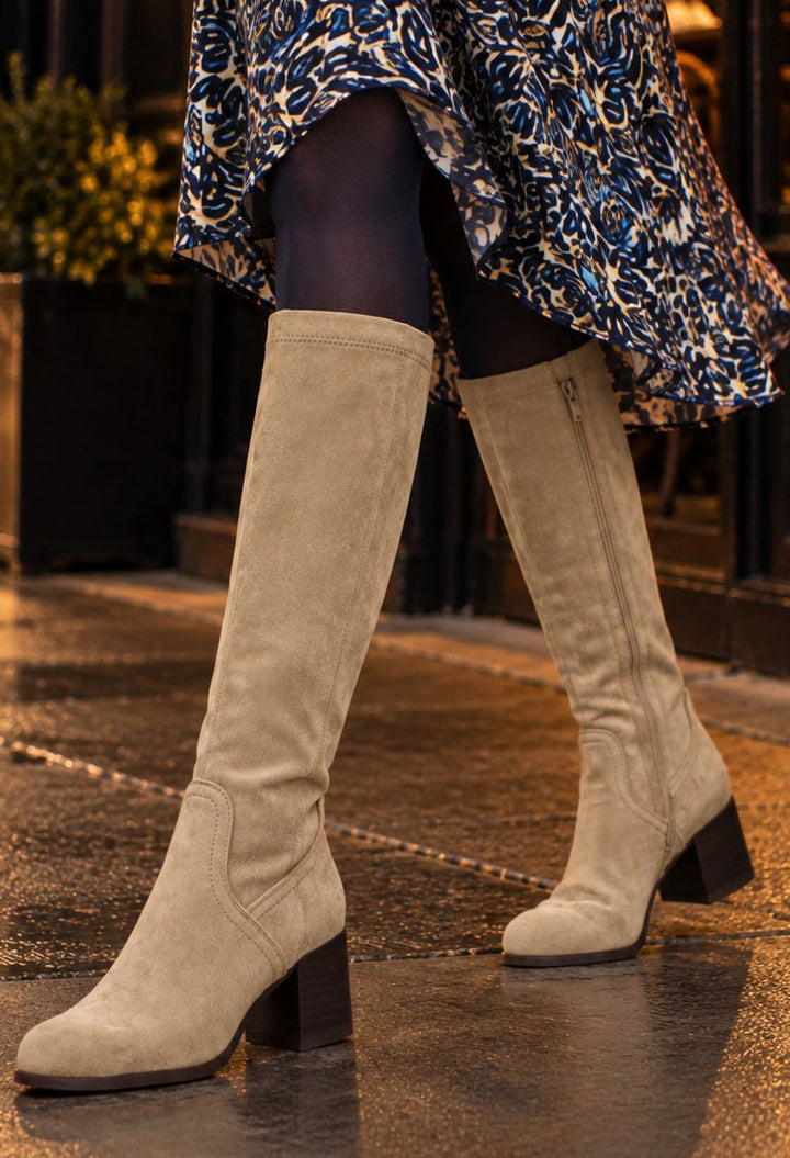 beige knee high boots