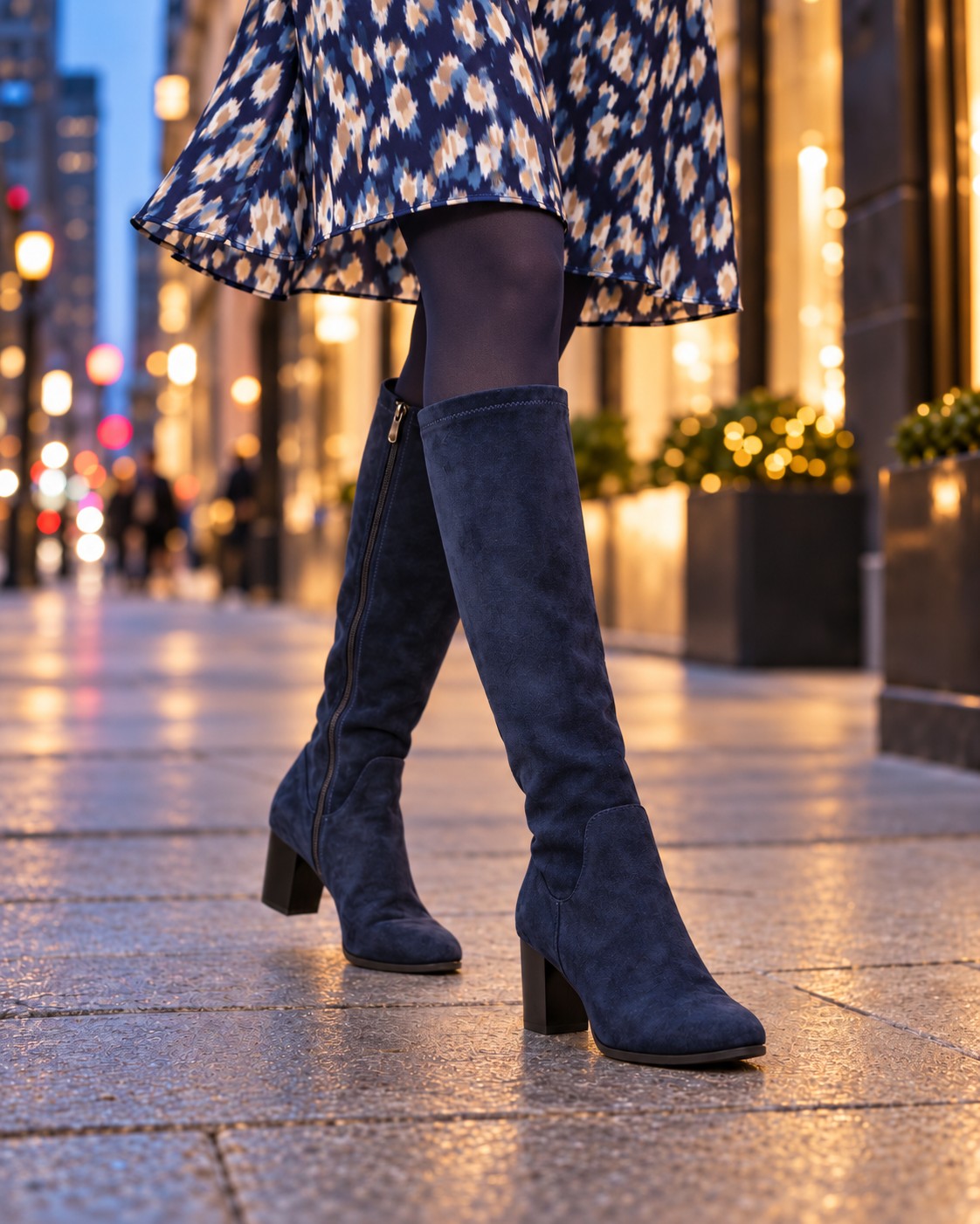 dark navy knee high boots