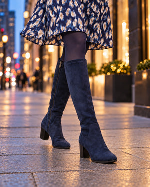 dark navy knee high boots