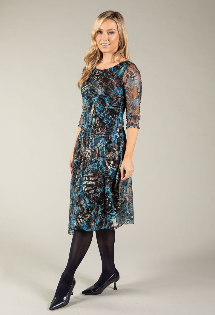 Cleo Abstract Print Dress, view 2 – Pamela Scott