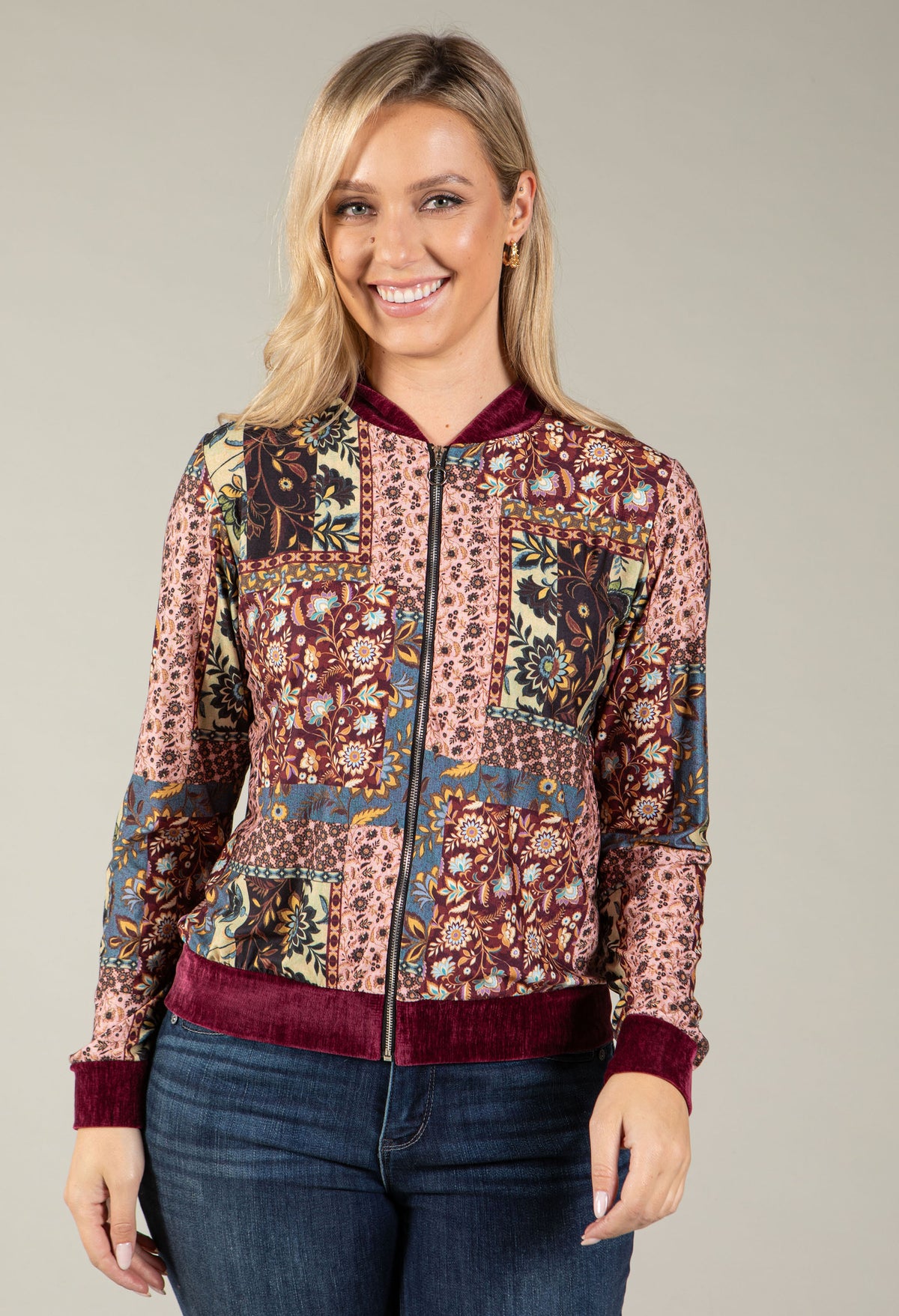 Theo Patchwork Zip Up Blouse
