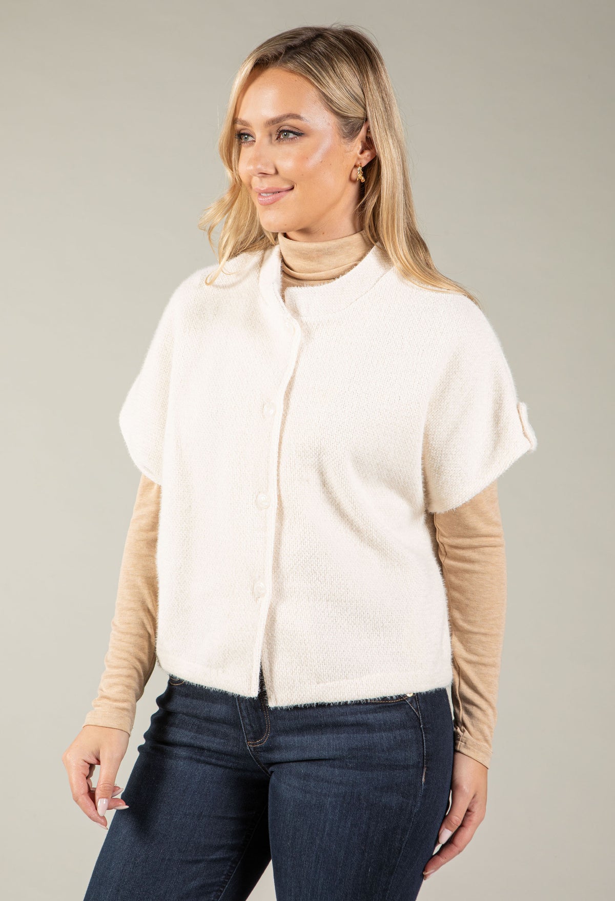 Snow Button Up Short Sleeve Cardigan