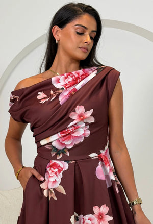 Betty Asymmetric Floral Midi Dress