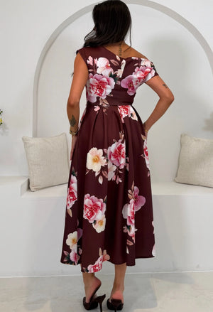 Betty Asymmetric Floral Midi Dress