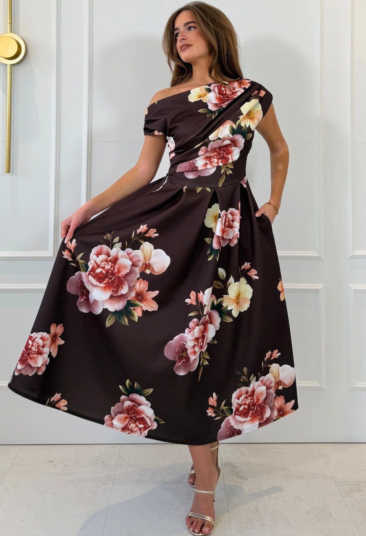 Betty Asymmetric Floral Midi Dress